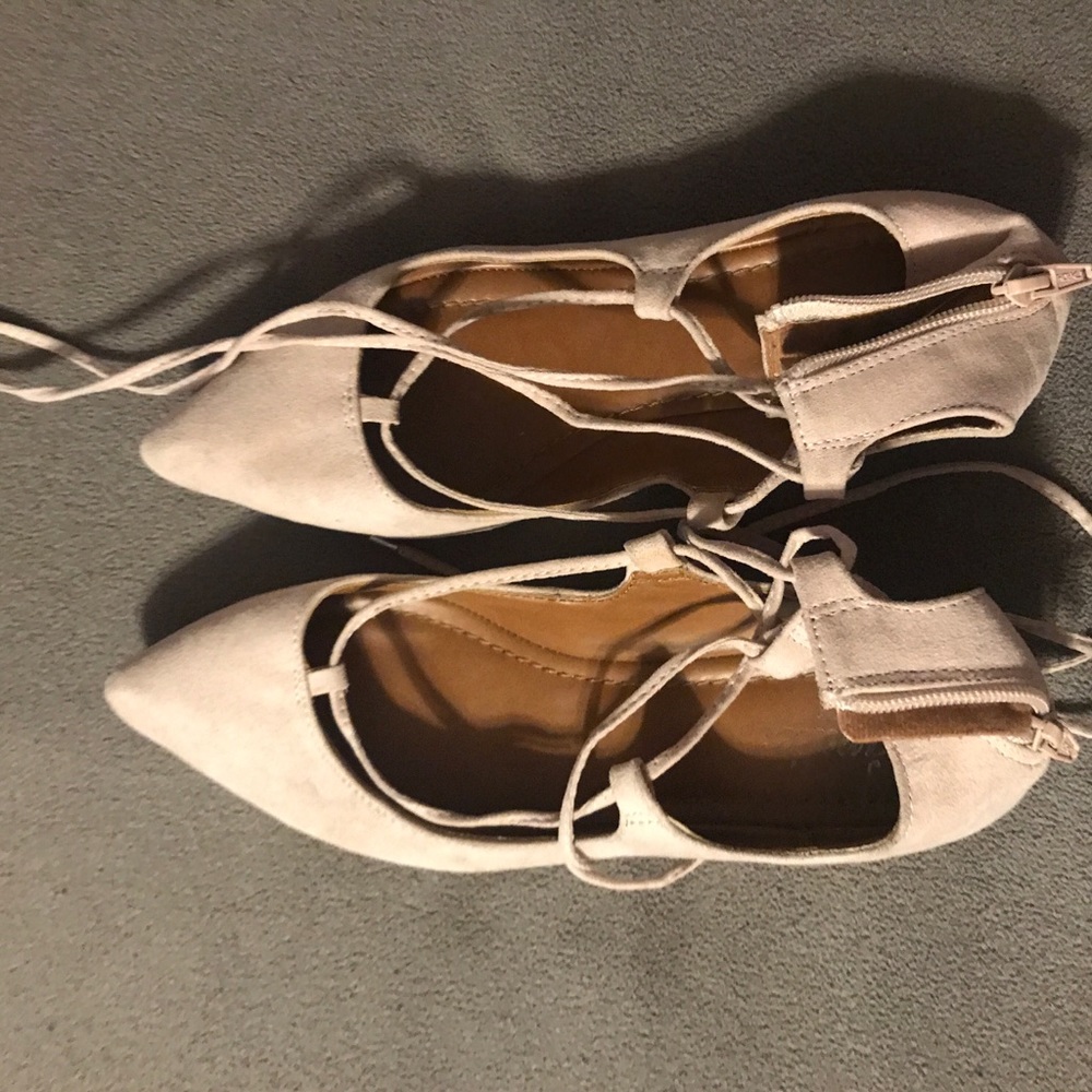 Blush Lace up flats